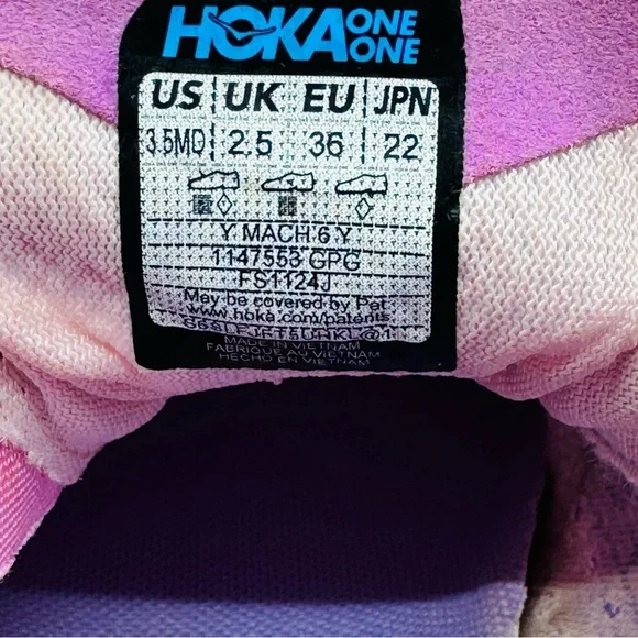 HOKA Mach 6 Youth Running Sneakers Color Grape Agate/Lupine SZ 3.5 Youth - Picture 9 of 9